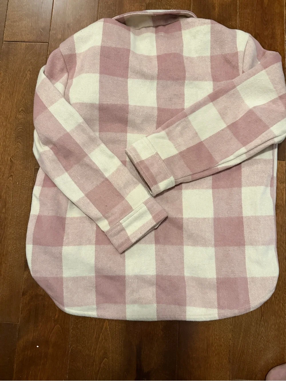 Old Navy Kids Pink and Cream Plaid Button-Up Shirt Jacket- Like New
